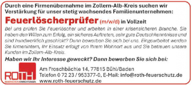 Feuerlöscherprüfer (m/w/d) in Vollzeit